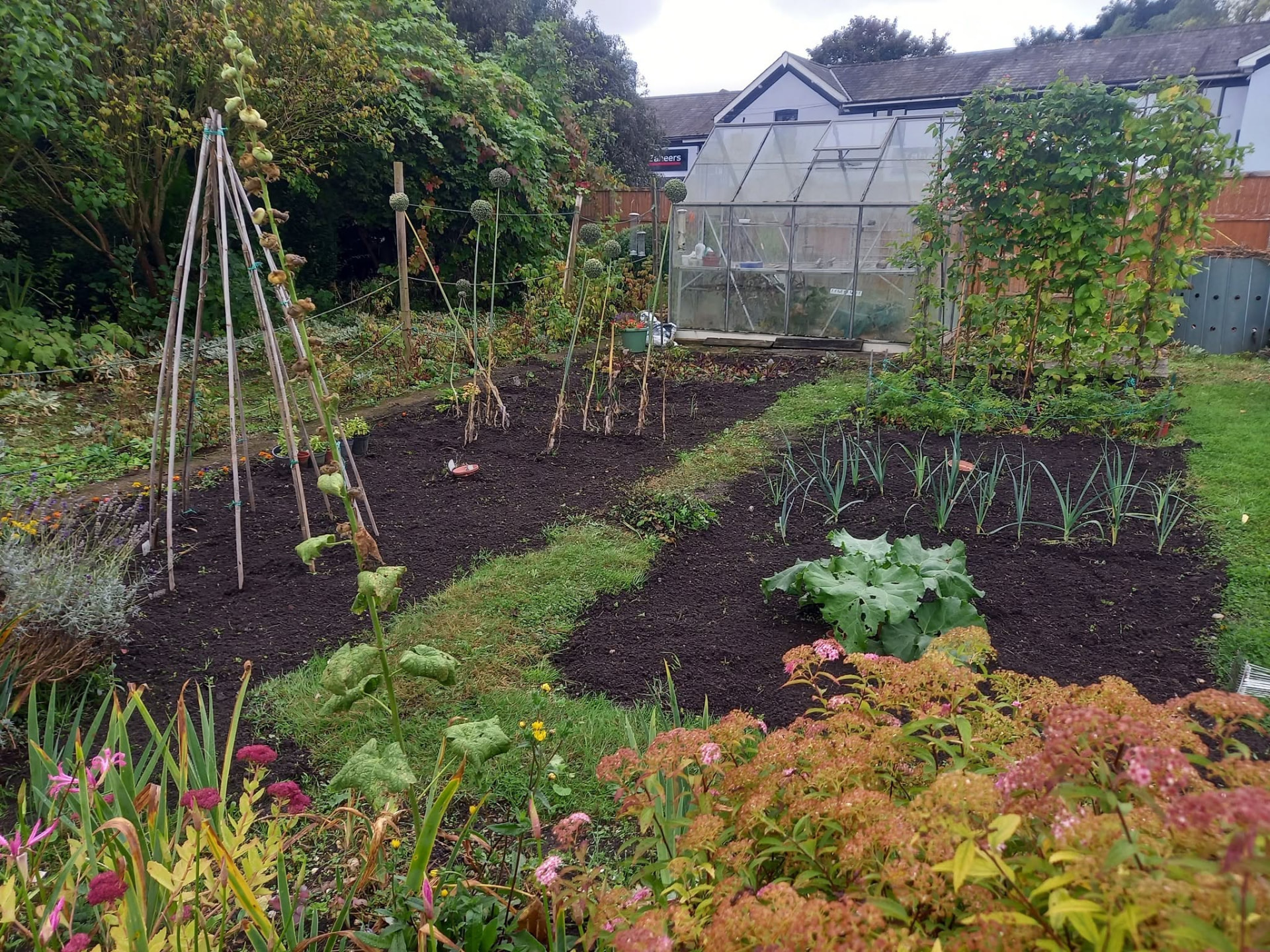 Freshly weeded vegetable beds and borders